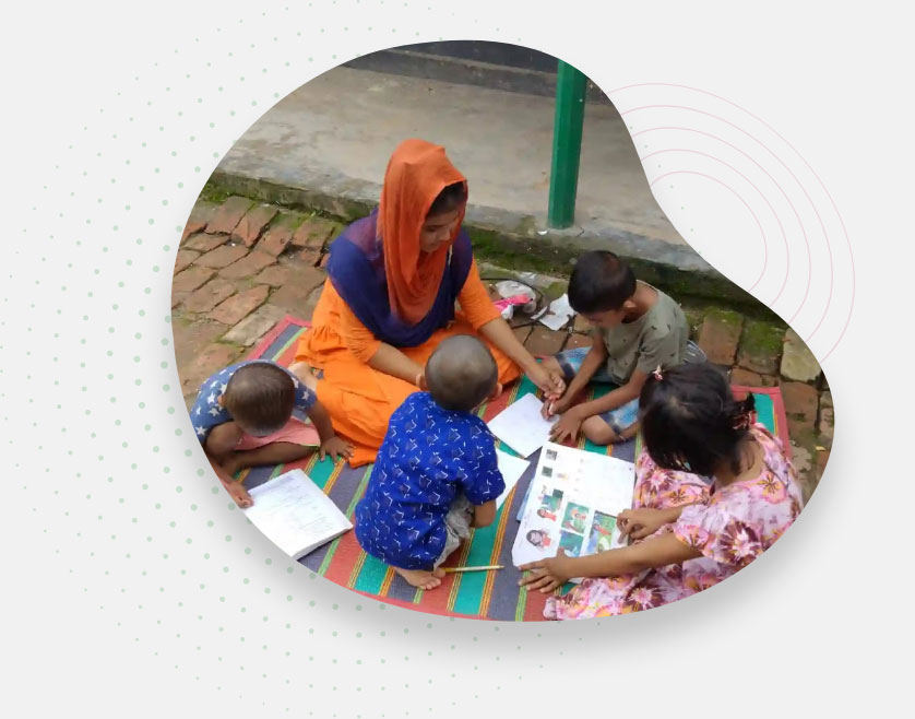 Farjana Training Children to Draw Pictures